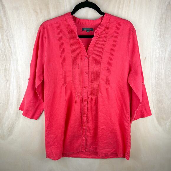 For Cynthia Coral‎ 100% Linen Button Down Blouse (M) - Picture 1 of 5